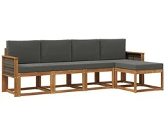 Lauko sofos komplektas 5 pcs Natūralus ir antracitas