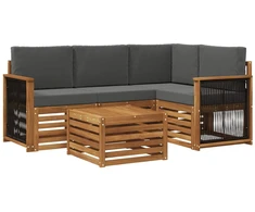 Lauko sofos komplektas 5 pcs Natūralus ir antracitas