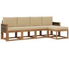 Lauko sofos komplektas 5 pcs Natūralus ir bežinis Poliesteris