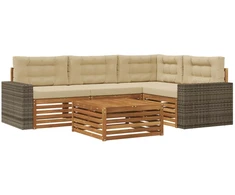 Lauko sofos komplektas 5 pcs Natūralus ir bežinis