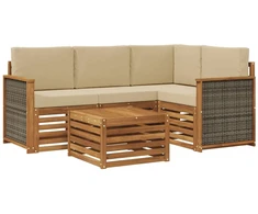 Lauko sofos komplektas 5 pcs Natūralus ir bežinis