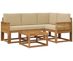 Lauko sofos komplektas 5 pcs Natūralus ir bežinis Poliesteris