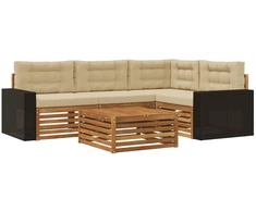 Lauko sofos komplektas 5 pcs Natūralus ir bežinis