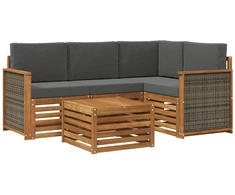 Lauko sofos komplektas 5 pcs Natūralus ir antracitas