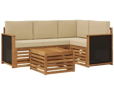 Lauko sofos komplektas 5 pcs Natūralus ir bežinis