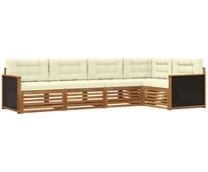 Lauko sofos komplektas 5 pcs Natūralus ir grietinėlė