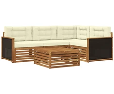 Lauko sofos komplektas 5 pcs Natūralus ir grietinėlė