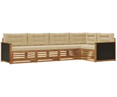Lauko sofos komplektas 5 pcs Natūralus ir bežinis