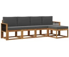 Lauko sofos komplektas 5 pcs Natūralus ir antracitas