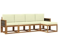 Lauko sofos komplektas 5 pcs Natūralus ir grietinėlė