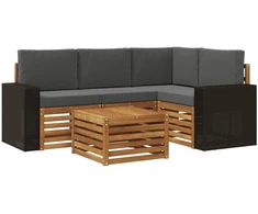 Lauko sofos komplektas 5 pcs Natūralus ir antracitas