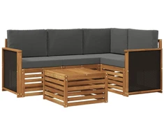 Lauko sofos komplektas 5 pcs Natūralus ir antracitas