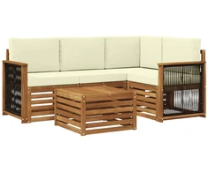Lauko sofos komplektas 5 pcs Natūralus ir grietinėlė