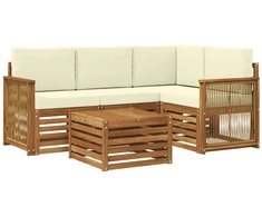 Lauko sofos komplektas 5 pcs Natūralus ir grietinėlė