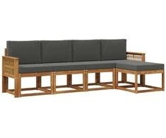 Lauko sofos komplektas 5 pcs Natūralus ir antracitas
