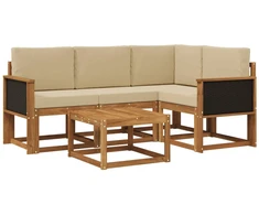 Lauko sofos komplektas 5 pcs Natūralus ir bežinis Poliesteris