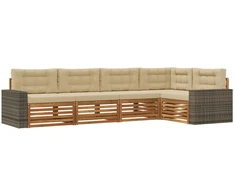 Lauko sofos komplektas 5 pcs Natūralus ir bežinis