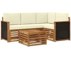 Lauko sofos komplektas 5 pcs Natūralus ir grietinėlė