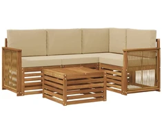 Lauko sofos komplektas 5 pcs Natūralus ir bežinis