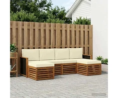 Lauko sofos komplektas 5 vnt. 6 vietos Natural and Kreminis