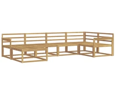 Lauko sofos komplektas 6 pcs Balta 327 x 168,5 x 73 cm