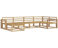 Lauko sofos komplektas 6 pcs Balta 331 x 172,5 x 73 cm