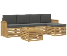Lauko sofos komplektas 6 pcs Balta ir antracito 59 x 59 x 37 cm