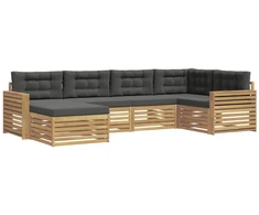 Lauko sofos komplektas 6 pcs Balta ir antracito