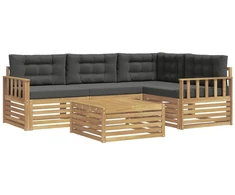 Lauko sofos komplektas 6 pcs Balta ir antracito Poliesteris