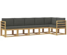 Lauko sofos komplektas 6 pcs Balta ir antracito Poliesteris