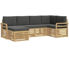 Lauko sofos komplektas 6 pcs Balta ir antracito Poliesteris