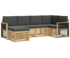 Lauko sofos komplektas 6 pcs Balta ir antracito Poliesteris
