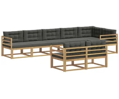 Lauko sofos komplektas 6 pcs Balta ir antracito Poliesteris