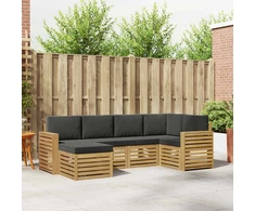 Lauko sofos komplektas 6 pcs Balta ir antracito Poliesteris