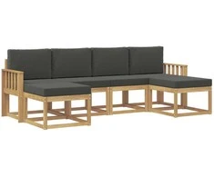 Lauko sofos komplektas 6 pcs Balta ir antracito Poliesteris