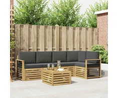 Lauko sofos komplektas 6 pcs Balta ir antracito 59 x 59 x 37 cm
