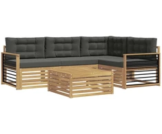 Lauko sofos komplektas 6 pcs Balta ir antracito Poliesteris