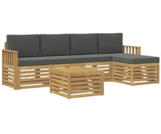 Lauko sofos komplektas 6 pcs Balta ir antracito 59 x 59 x 37 cm