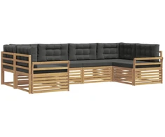 Lauko sofos komplektas 6 pcs Balta ir antracito
