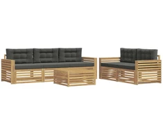 Lauko sofos komplektas 6 pcs Balta ir antracito