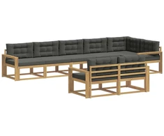 Lauko sofos komplektas 6 pcs Balta ir antracito Poliesteris