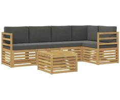 Lauko sofos komplektas 6 pcs Balta ir antracito 59 x 59 x 37 cm