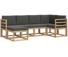 Lauko sofos komplektas 6 pcs Balta ir antracito Poliesteris