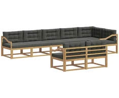 Lauko sofos komplektas 6 pcs Balta ir antracito Poliesteris