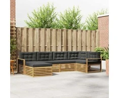 Lauko sofos komplektas 6 pcs Balta ir antracito Poliesteris