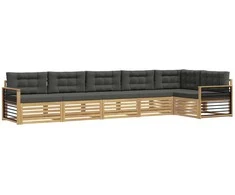 Lauko sofos komplektas 6 pcs Balta ir antracito Poliesteris