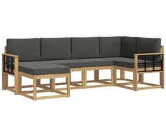 Lauko sofos komplektas 6 pcs Balta ir antracito Poliesteris