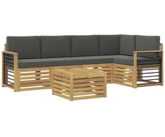 Lauko sofos komplektas 6 pcs Balta ir antracito 59 x 59 x 37 cm