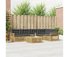 Lauko sofos komplektas 6 pcs Balta ir antracito Poliesteris