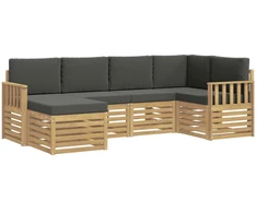 Lauko sofos komplektas 6 pcs Balta ir antracito Poliesteris